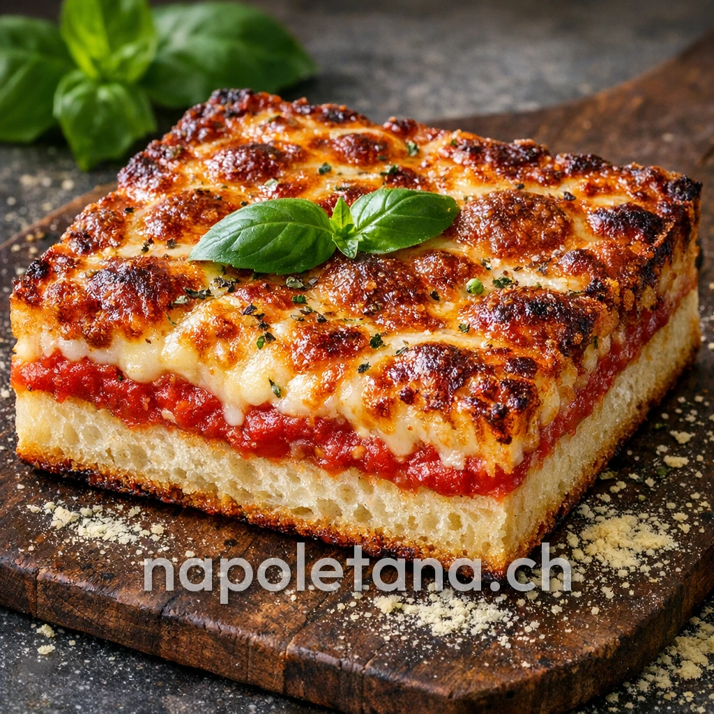 Golden American Basilica – American Pan Pizza avec Fior di Latte & Origan