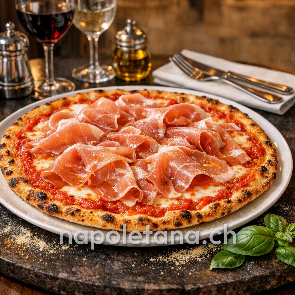Piazza del Popolo – Pizza Romana Tonda Scrocchiarella avec Prosciutto Crudo